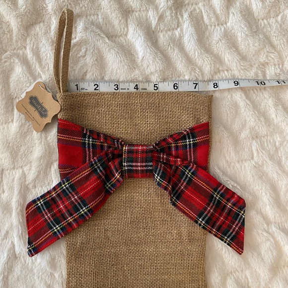 (2) Mud Pie Burlap and Red Tartan Stockings - Picture 4 of 7